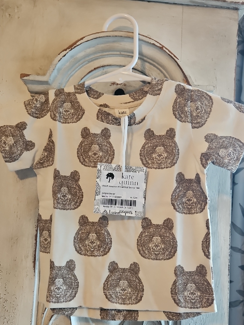 Kate Quinn Cotton Papa Bear Boxy Tee NWT 6-12M